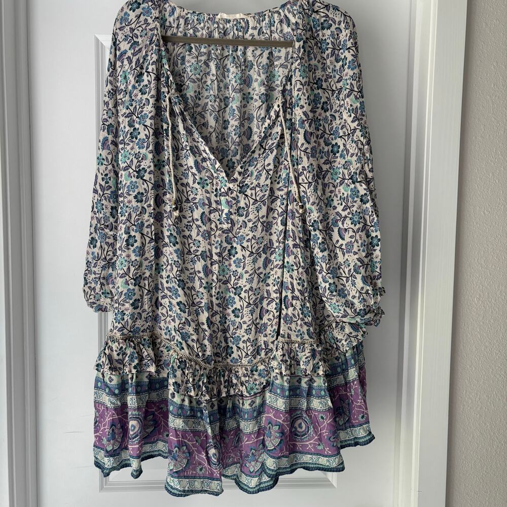 Spell & The Gypsy Collective Dahlia Tunic Dress in dusty blue EUC SZ L - Picture 2 of 10